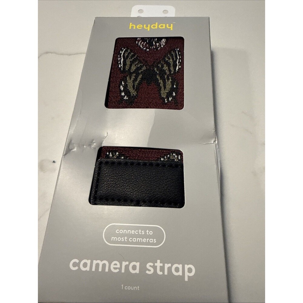 heyday Camera Strap – Dark Purple Butterfly Pattern – Adjustable – New
